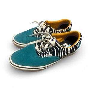 Vans Era Teal Suede Zebra Print Sneakers US Women 7.5